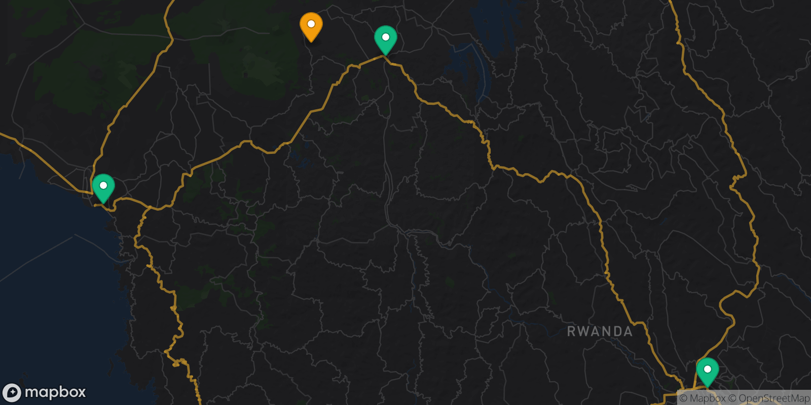Map showing 4 destinations
