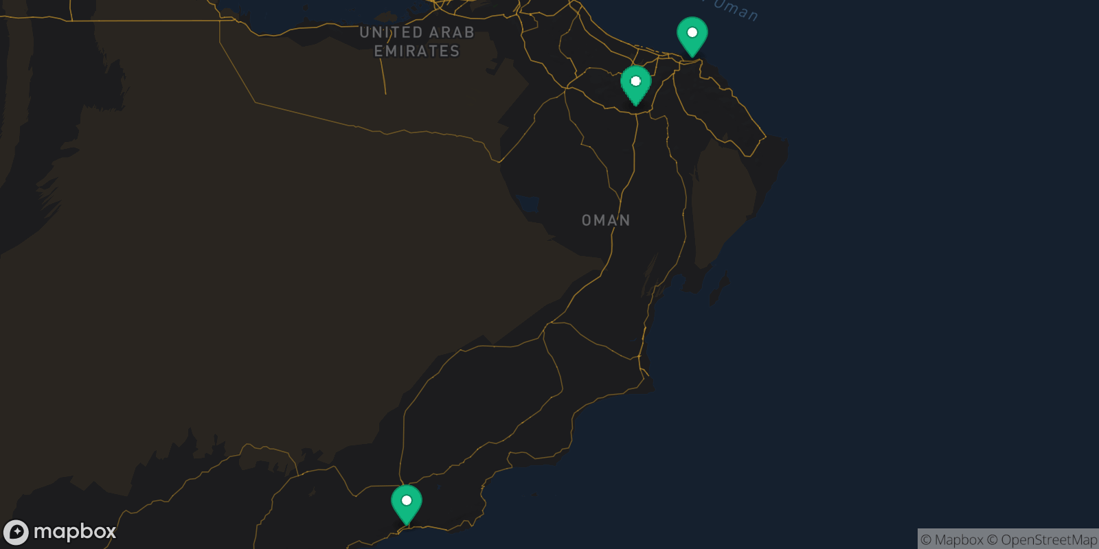 Map showing 3 destinations