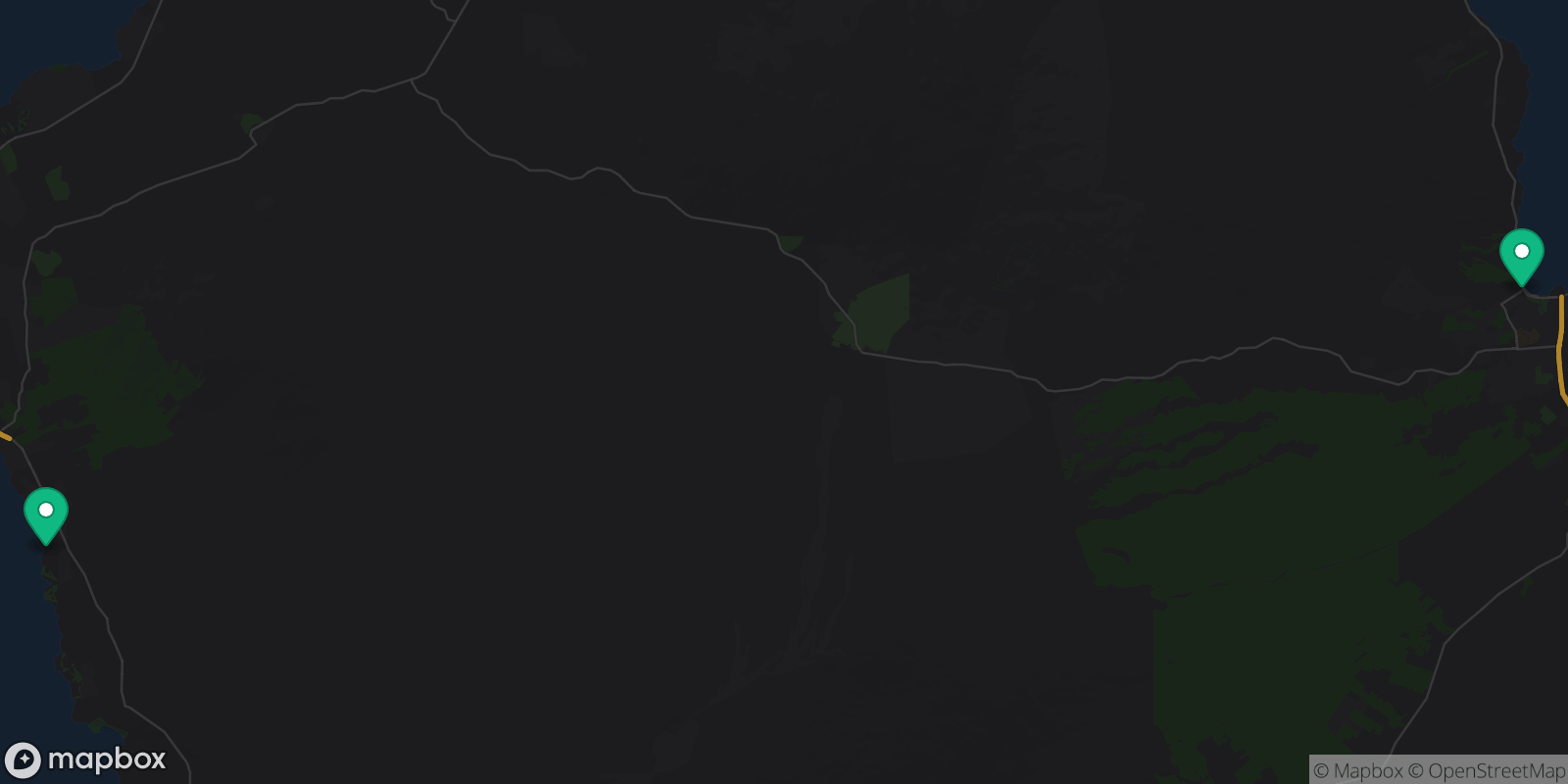 Map showing 2 destinations