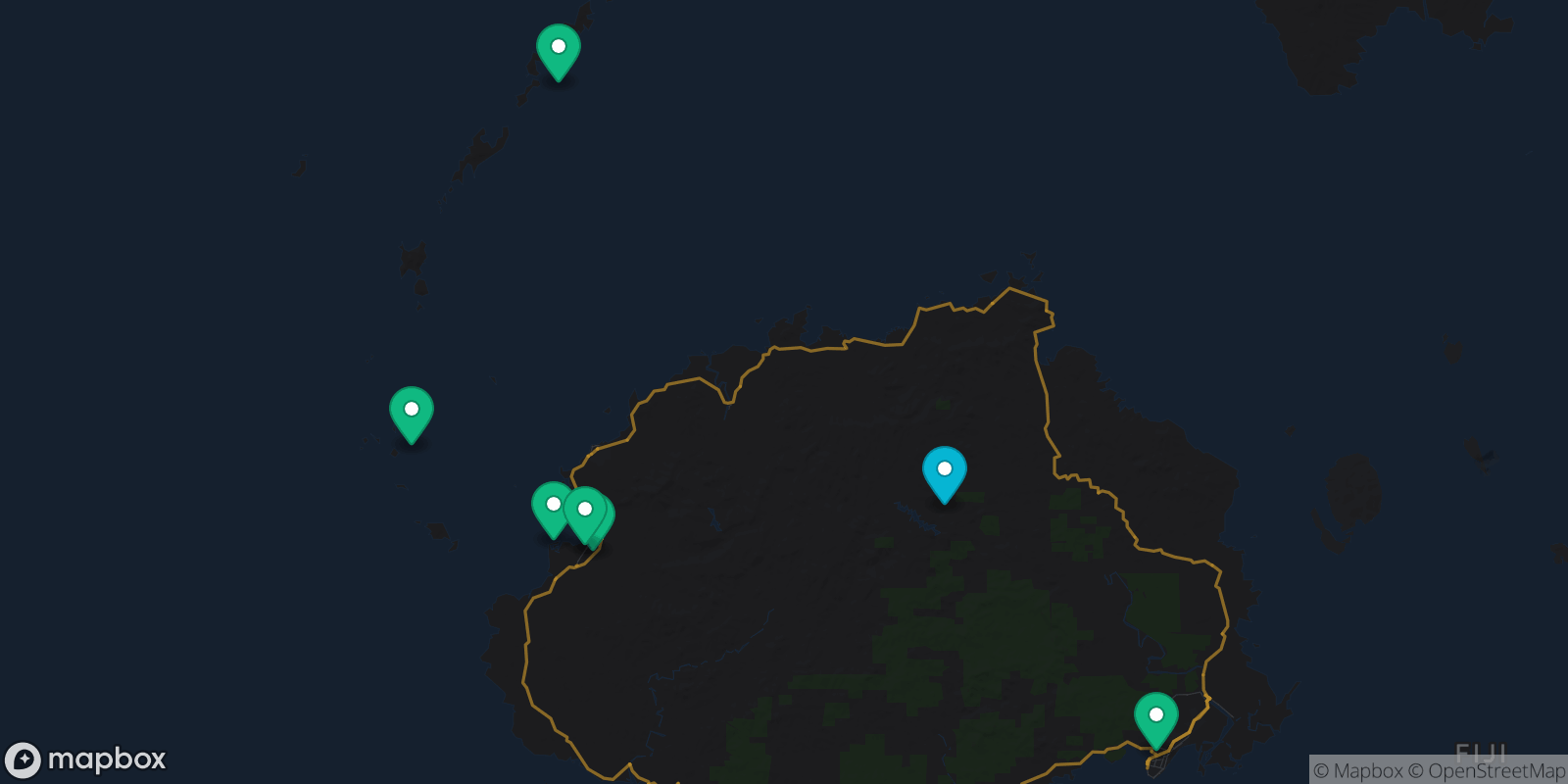 Map showing 7 destinations