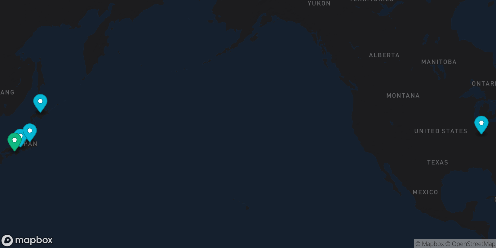 Map showing 5 destinations