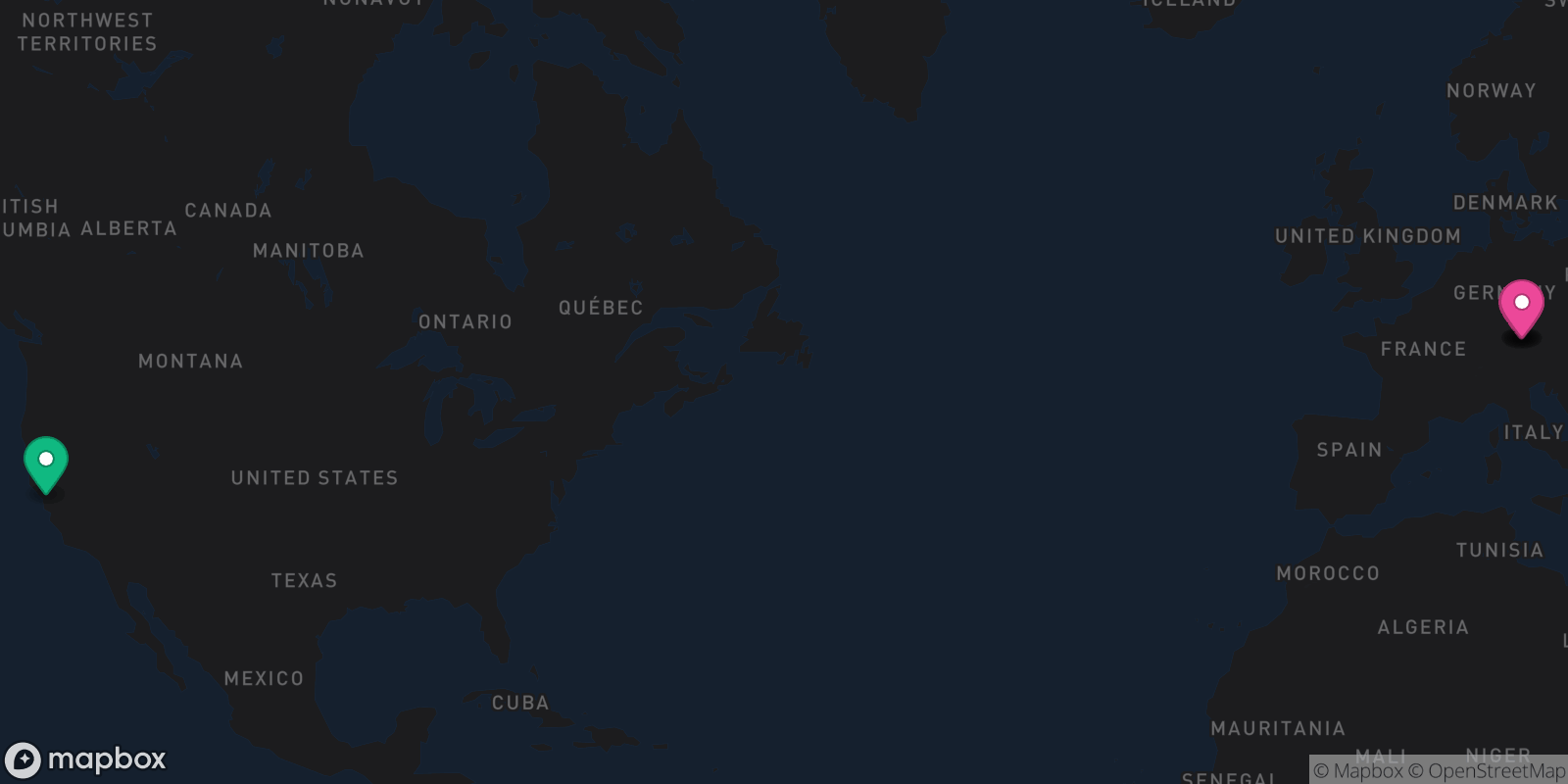Map showing 5 destinations
