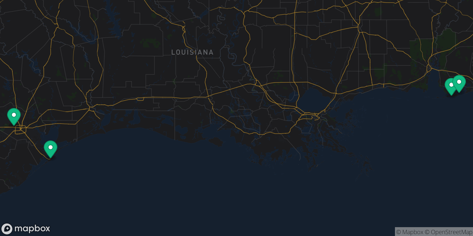 Map showing 4 destinations