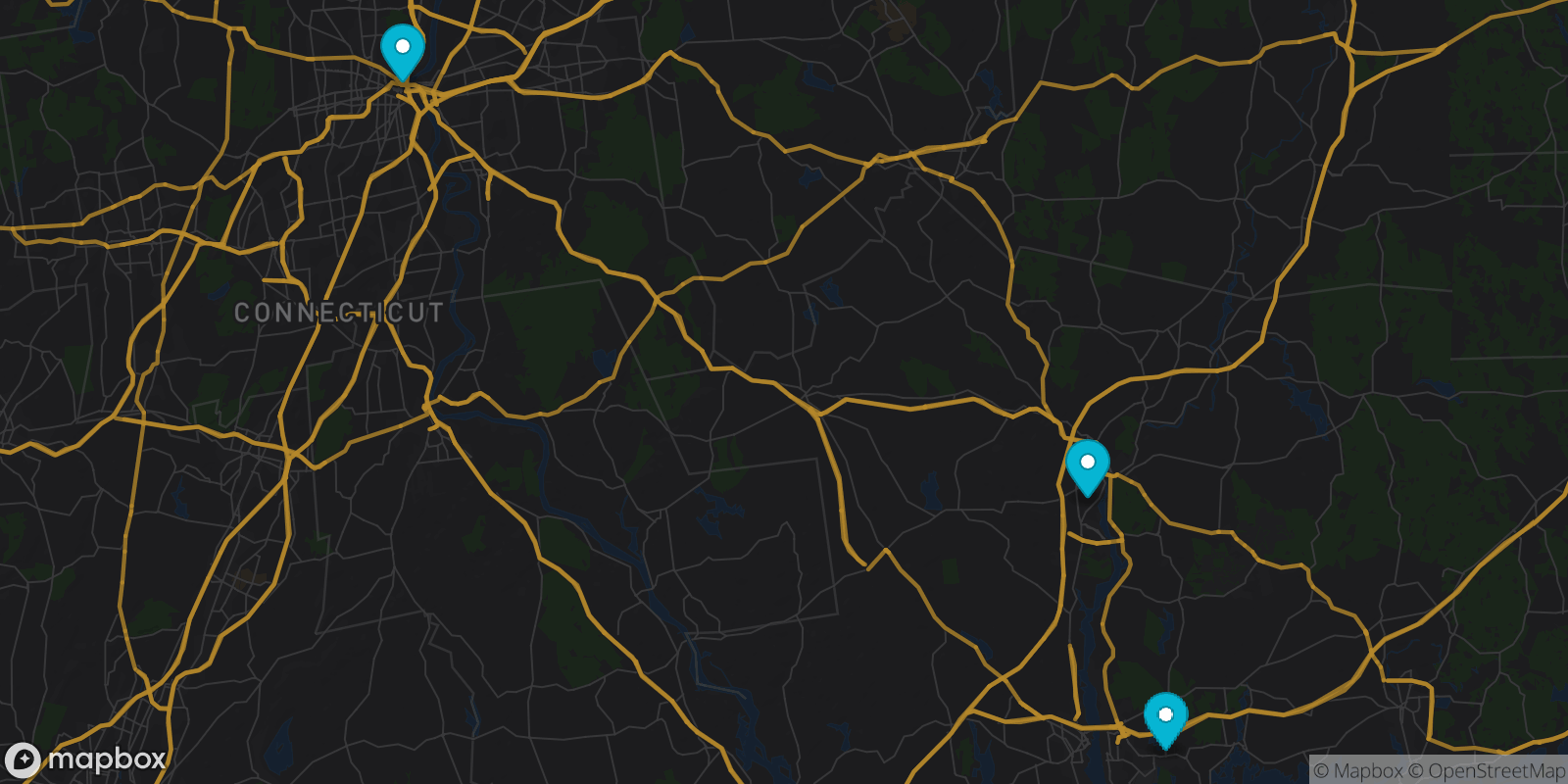 Map showing 3 destinations