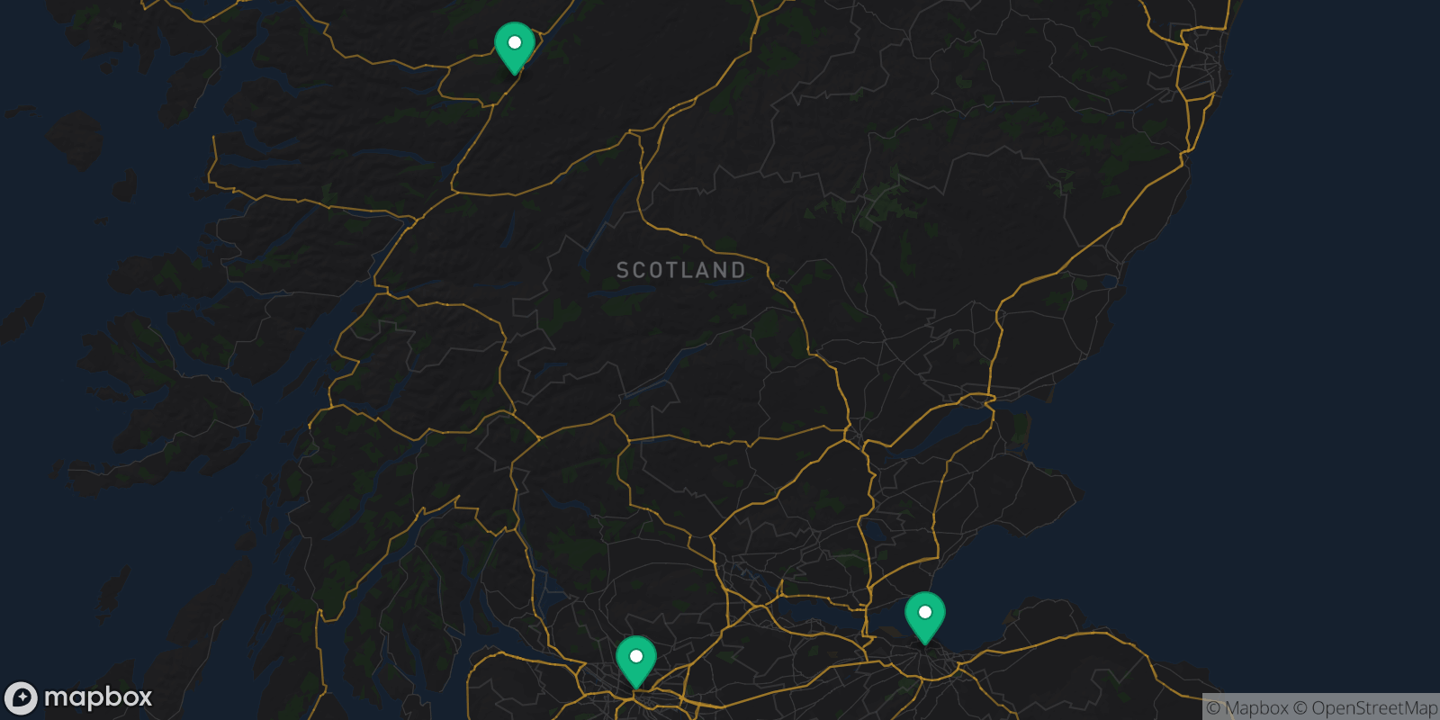 Map showing 3 destinations