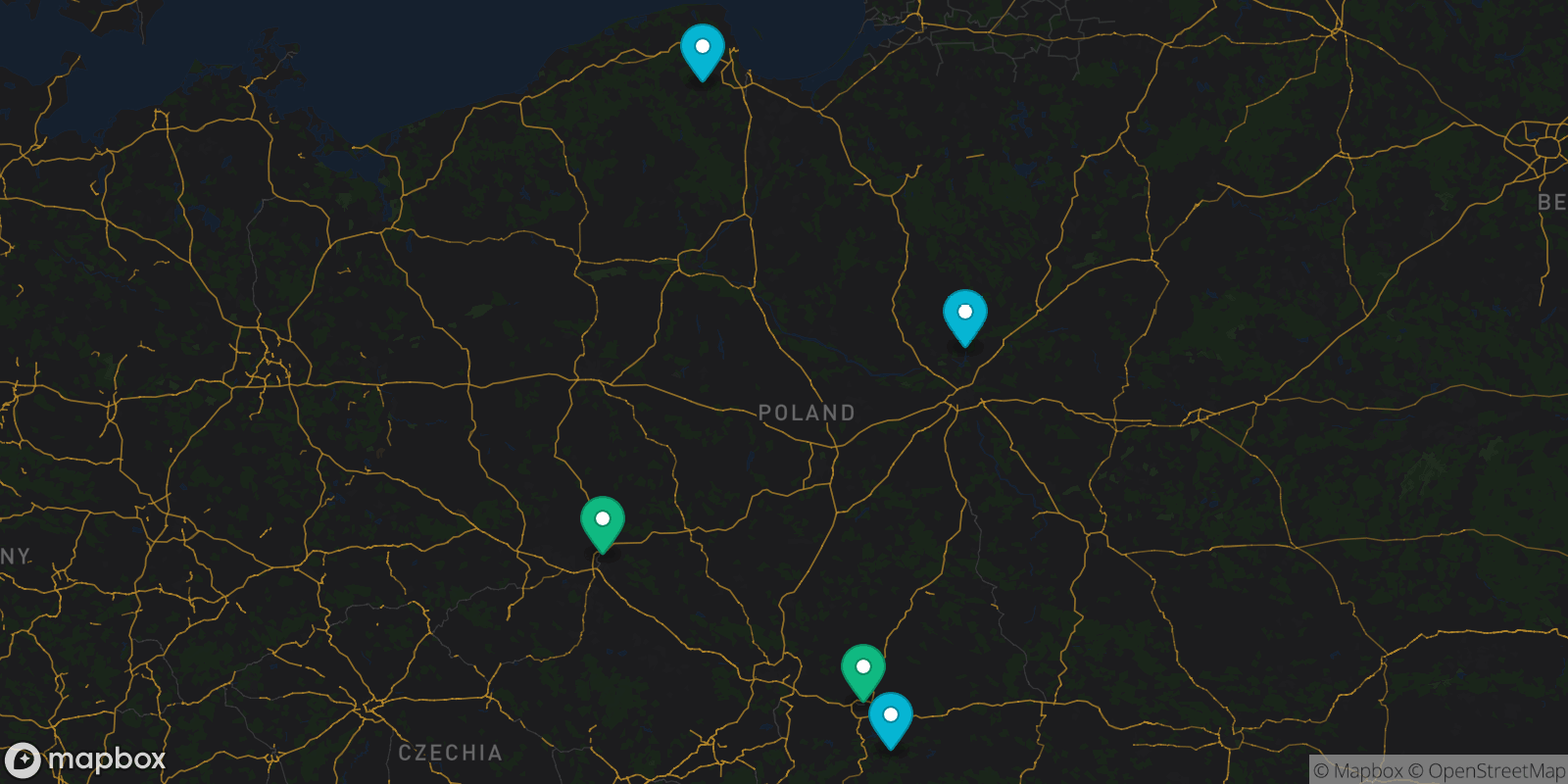 Map showing 5 destinations