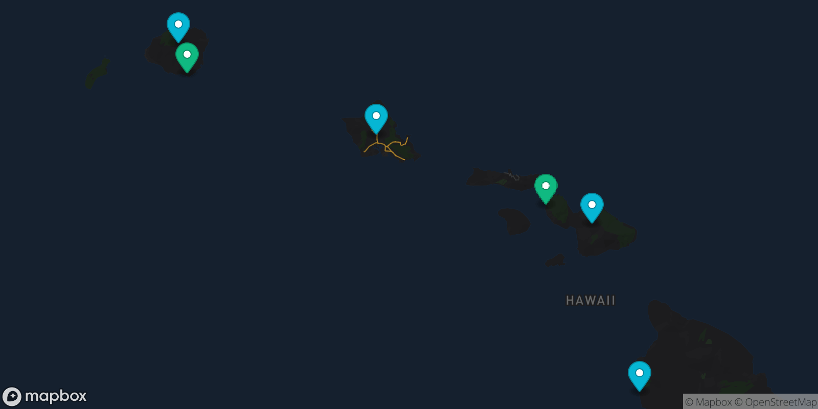 Map showing 6 destinations