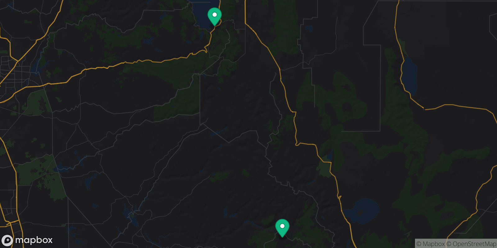 Map showing 2 destinations