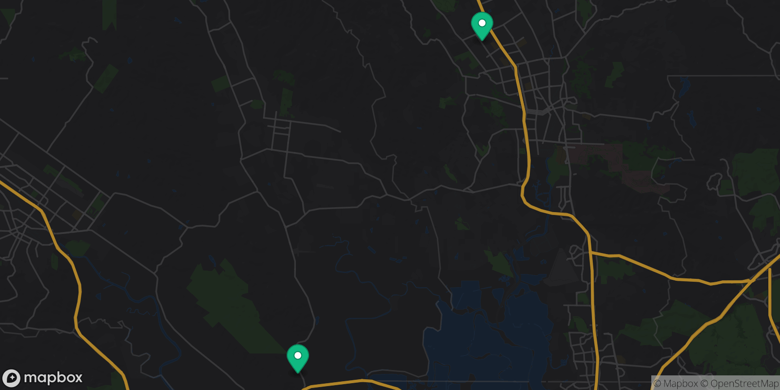 Map showing 2 destinations