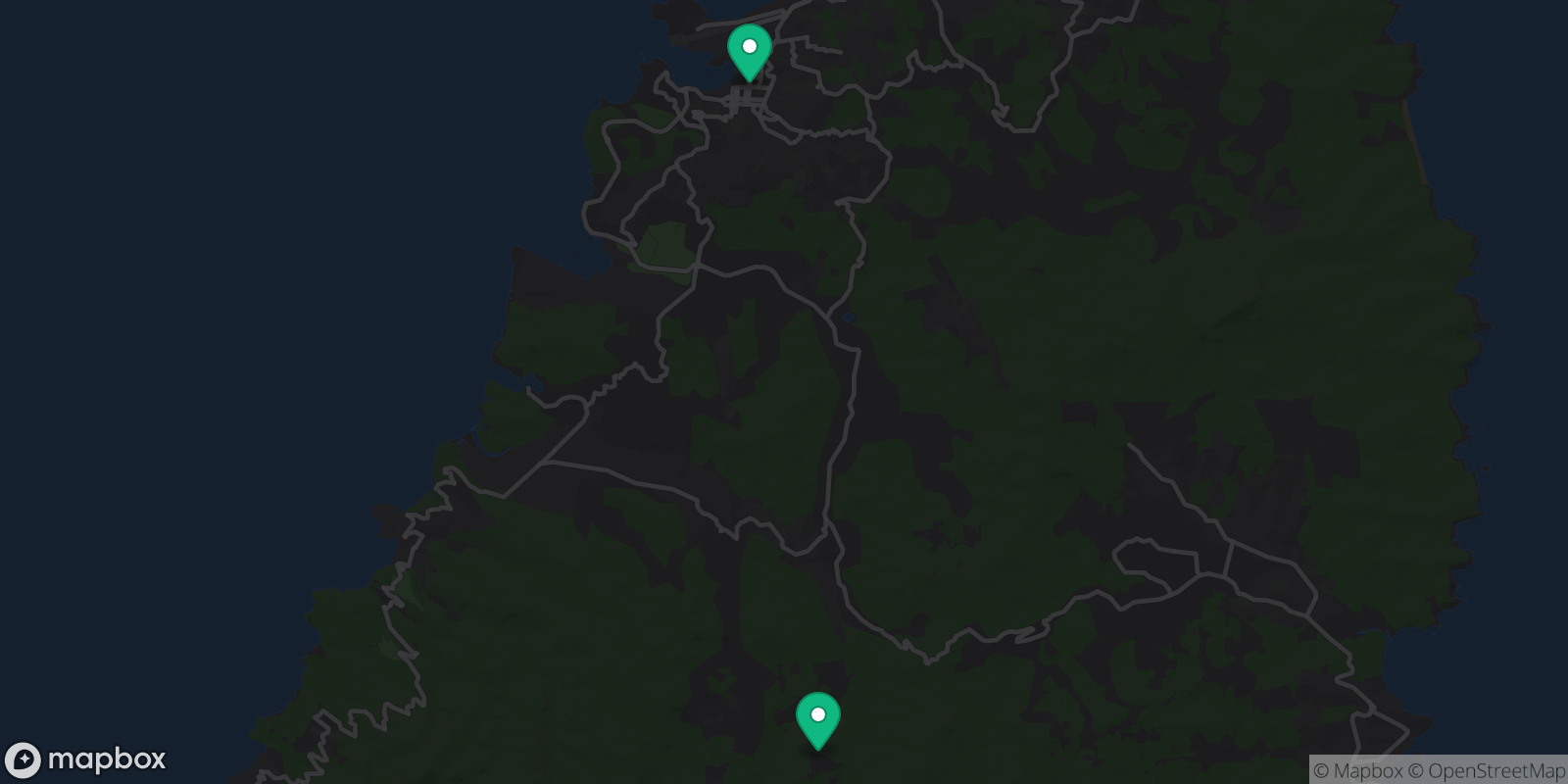 Map showing 2 destinations