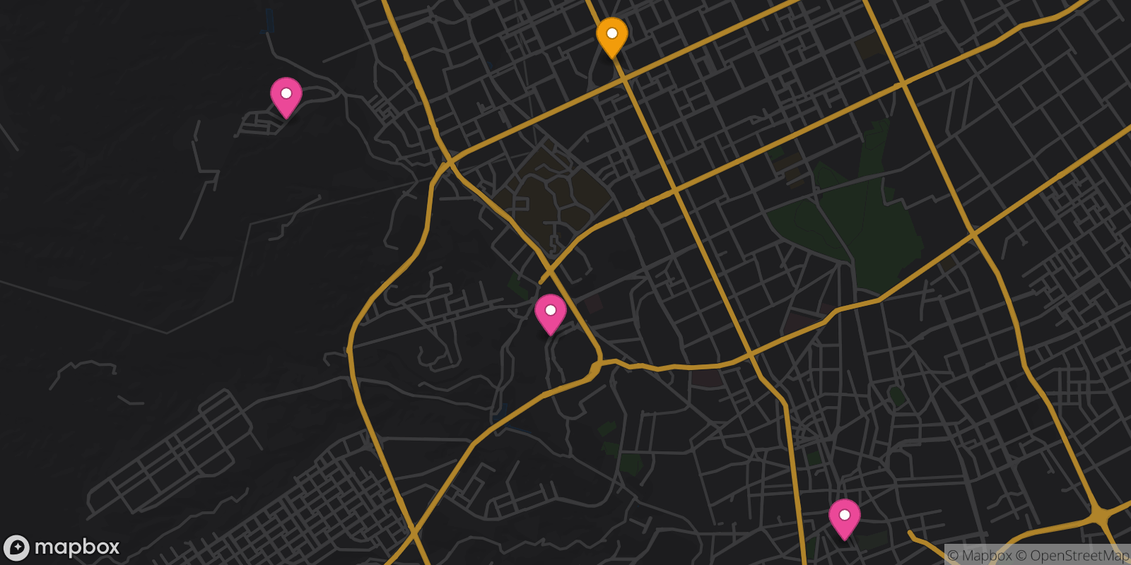 Map showing 4 destinations