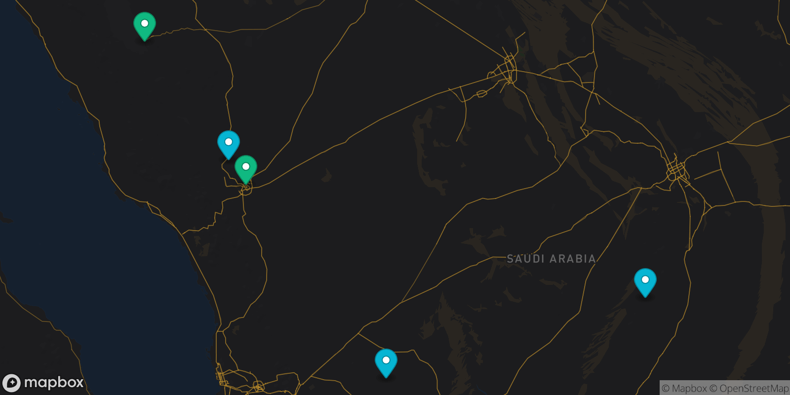 Map showing 5 destinations