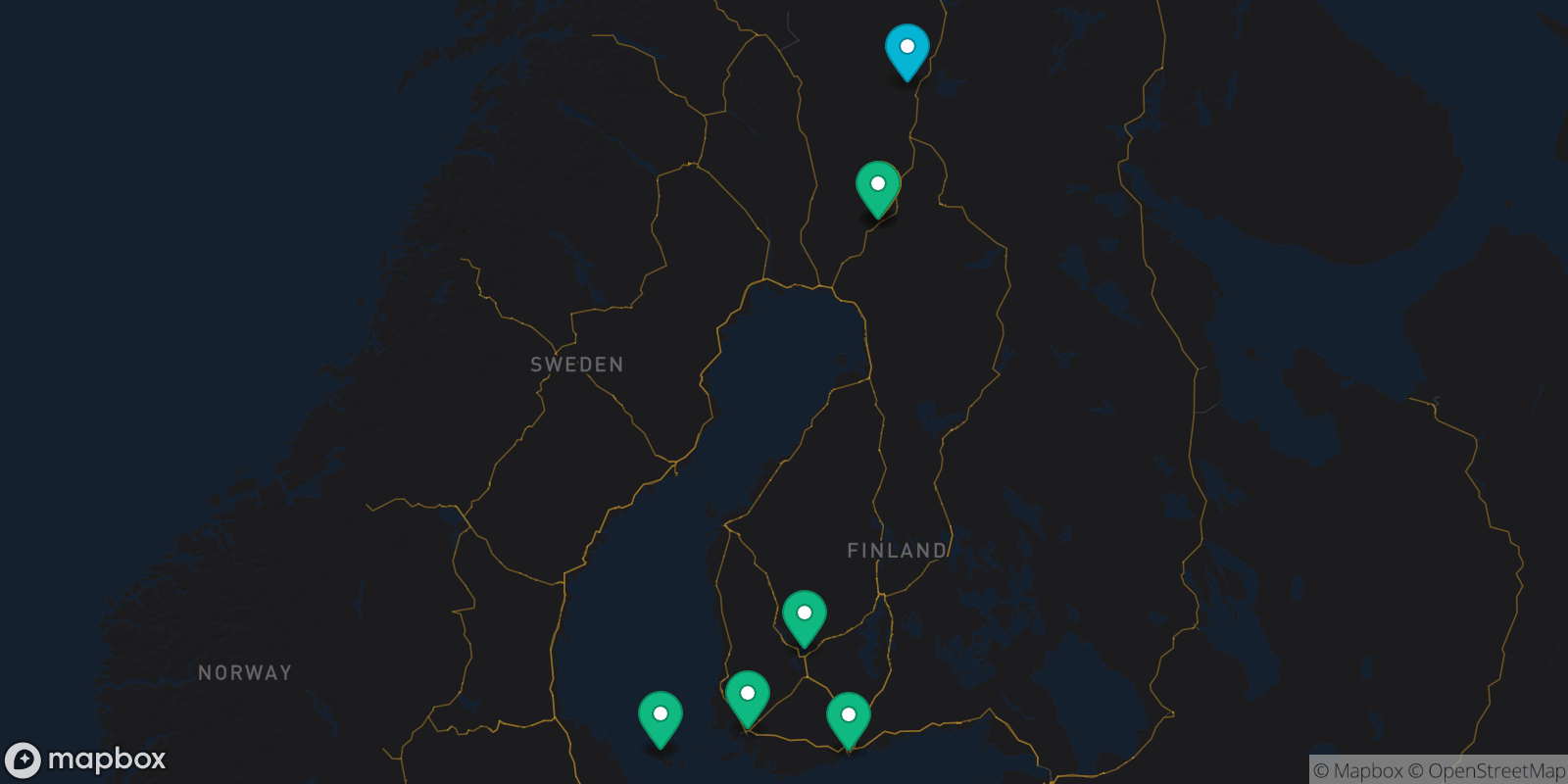 Map showing 7 destinations