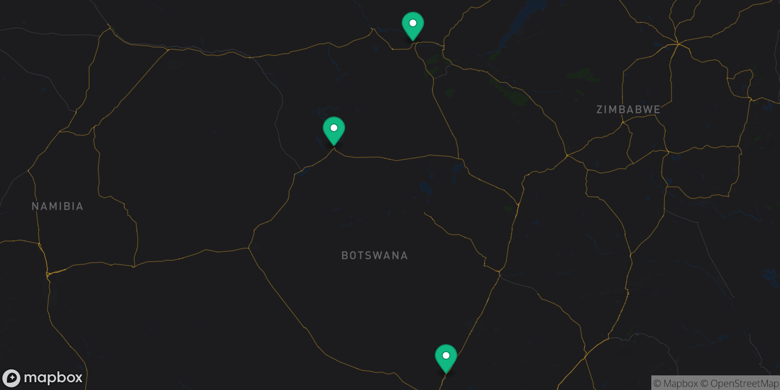Map showing 3 destinations