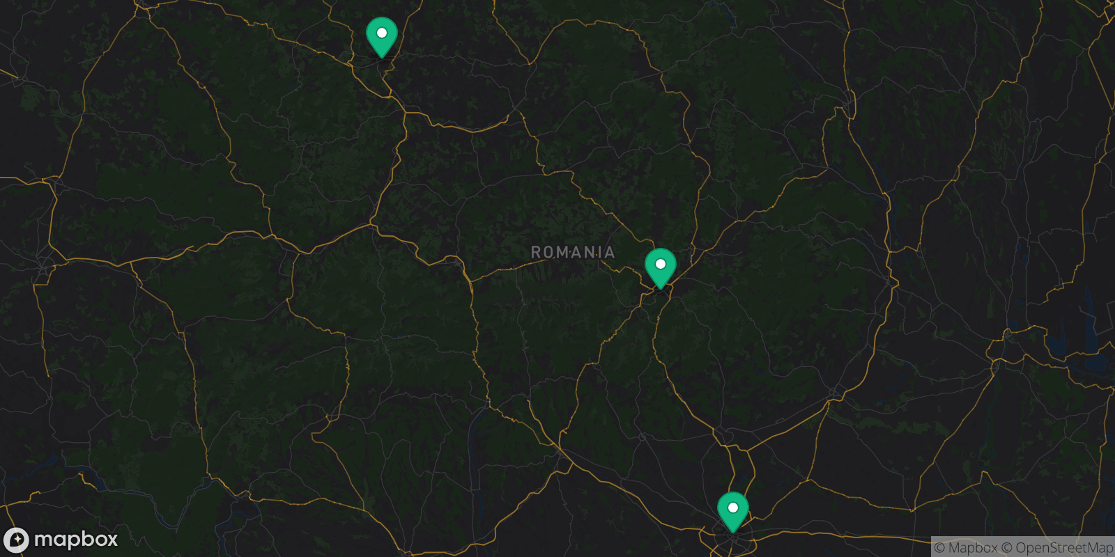 Map showing 3 destinations