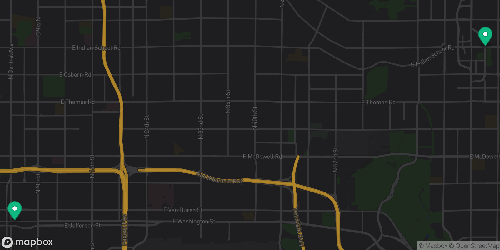 Map showing 2 destinations