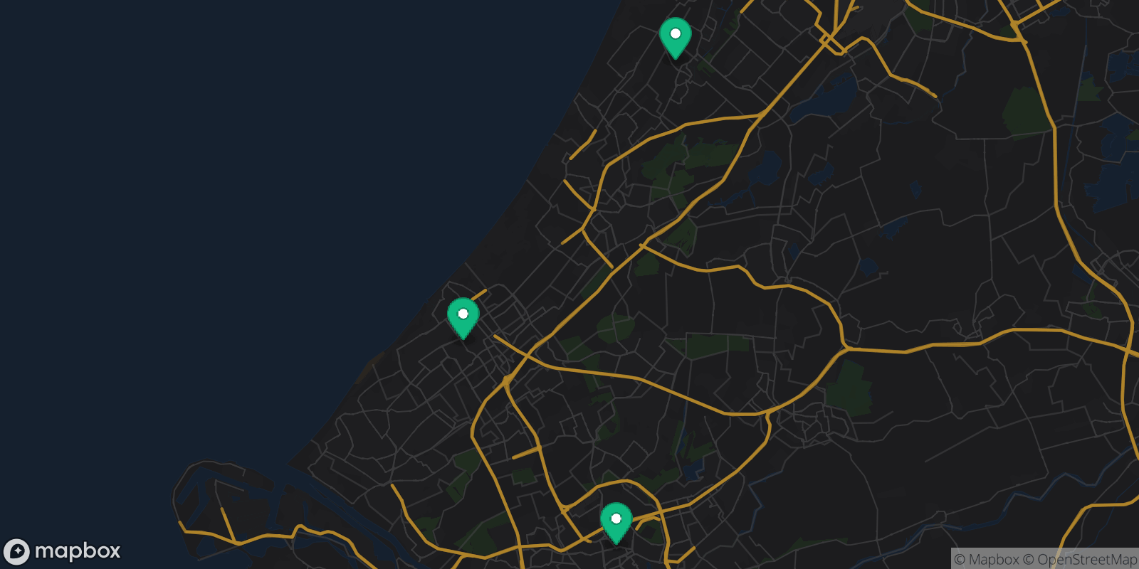 Map showing 3 destinations