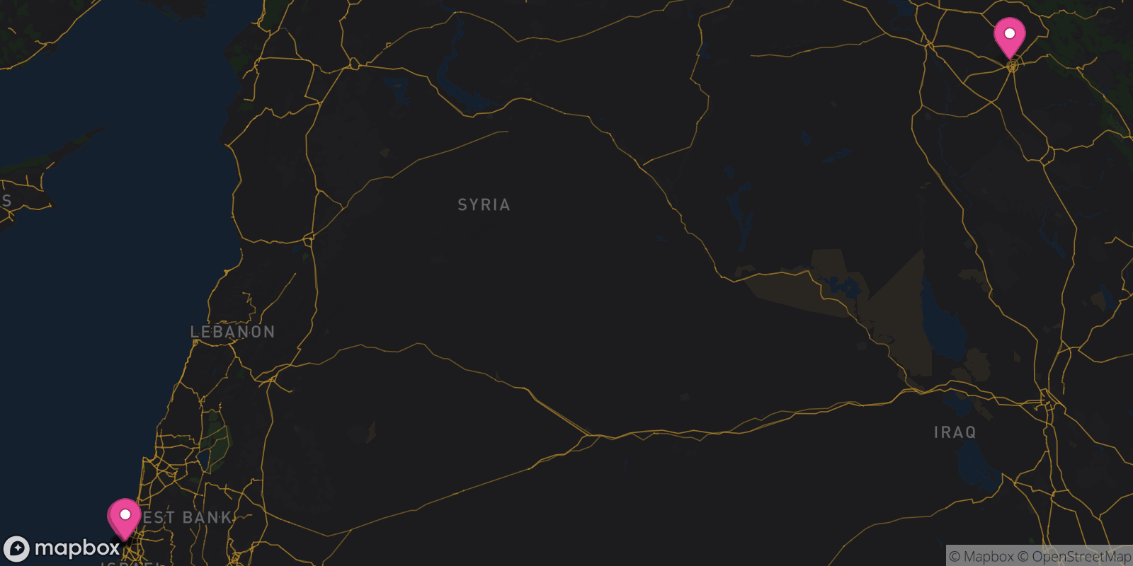 Map showing 5 destinations