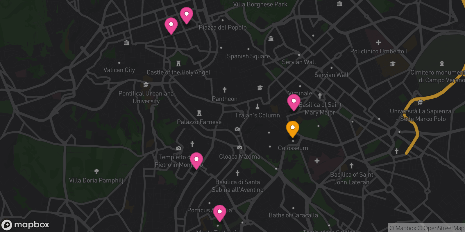 Map showing 6 destinations