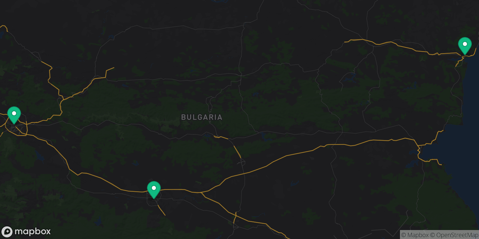 Map showing 3 destinations