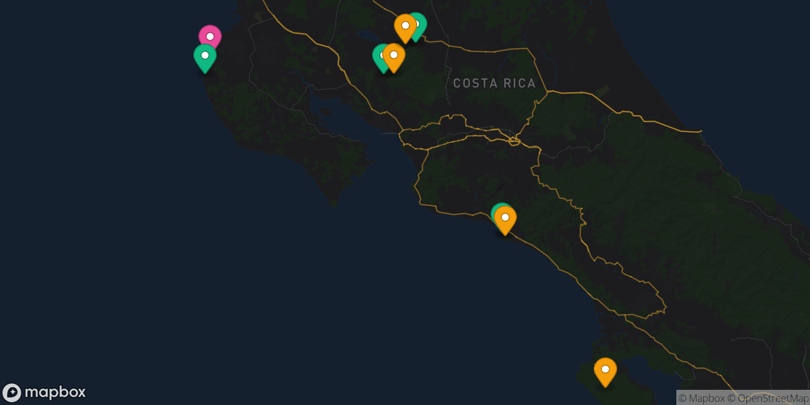 Map showing 9 destinations