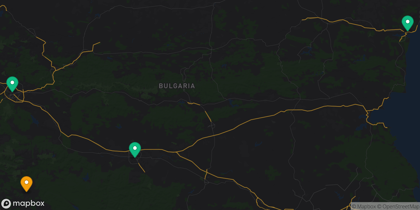 Map showing 4 destinations