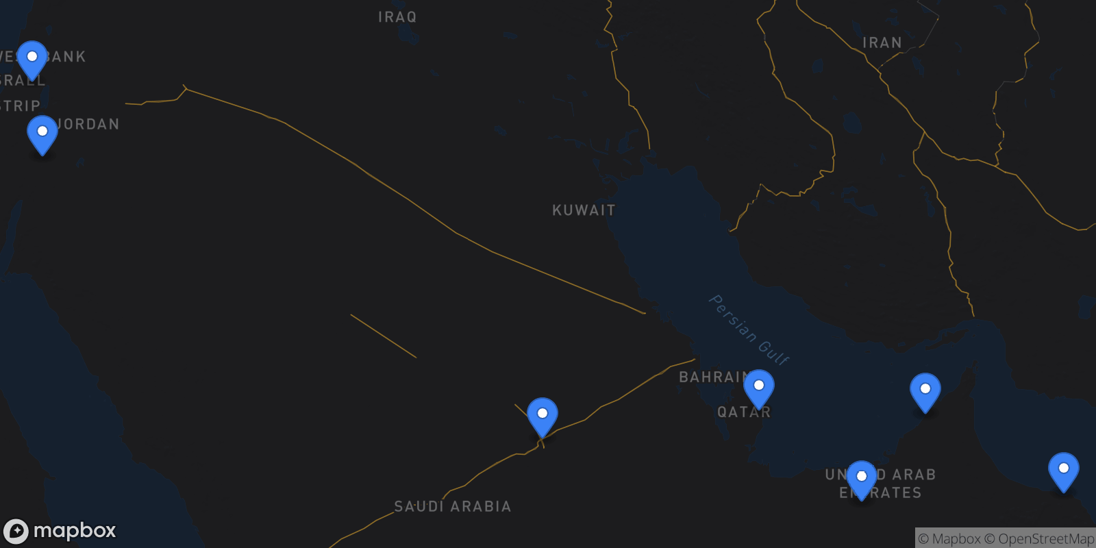 Map showing 7 destinations