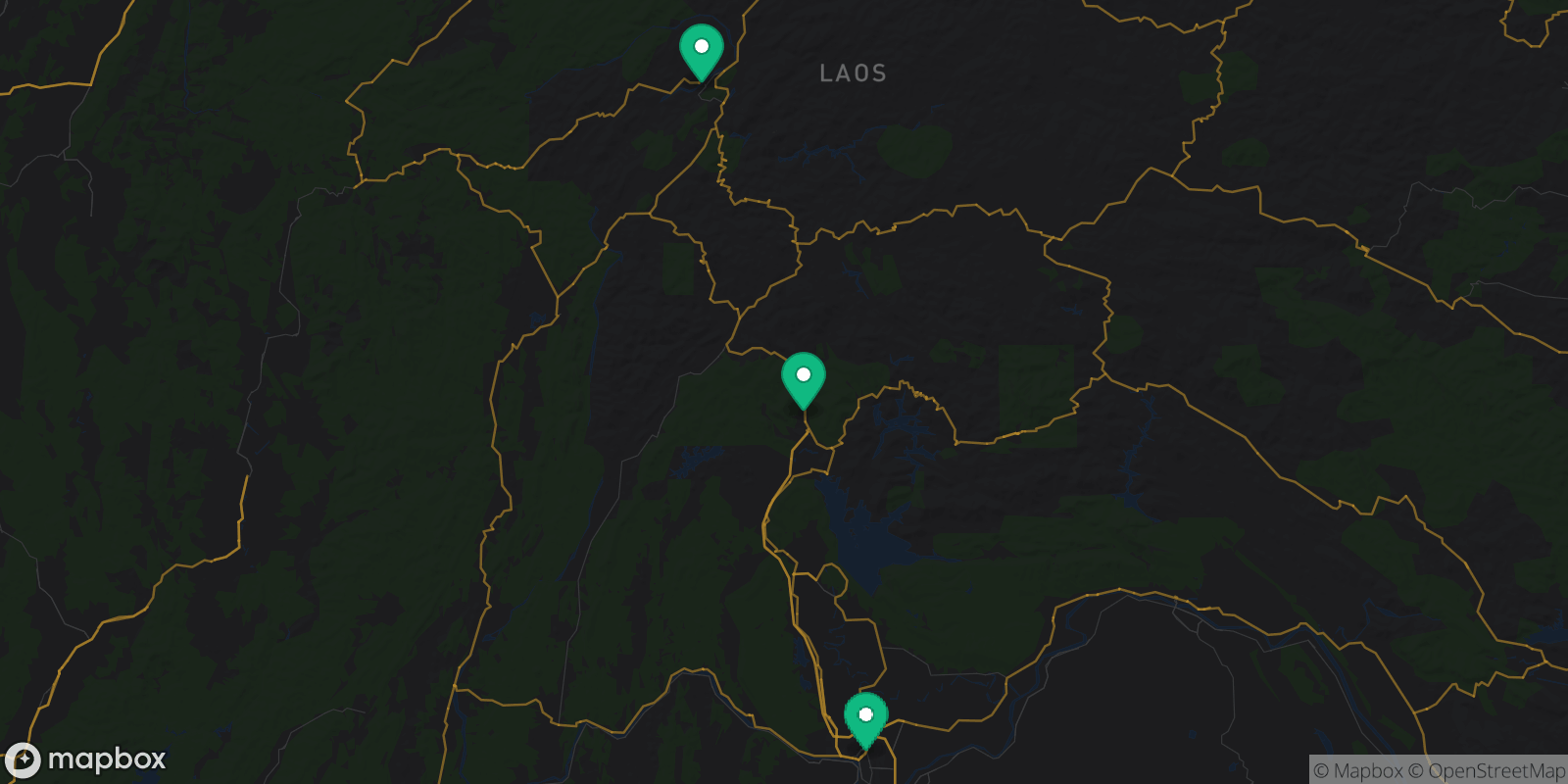 Map showing 3 destinations