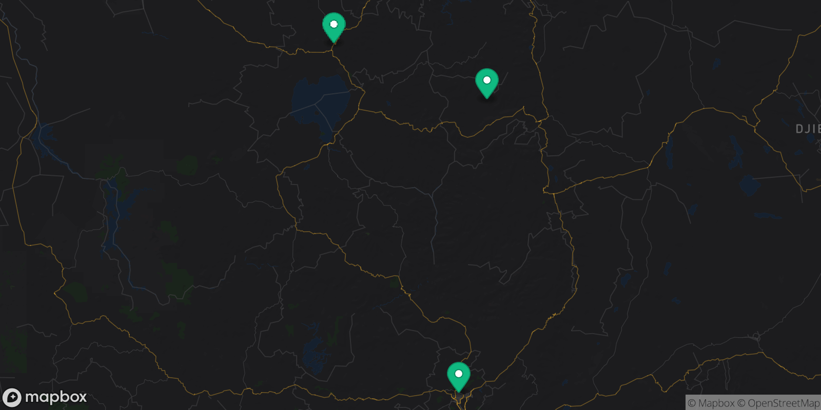 Map showing 3 destinations
