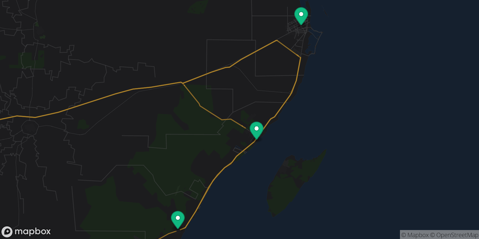 Map showing 3 destinations