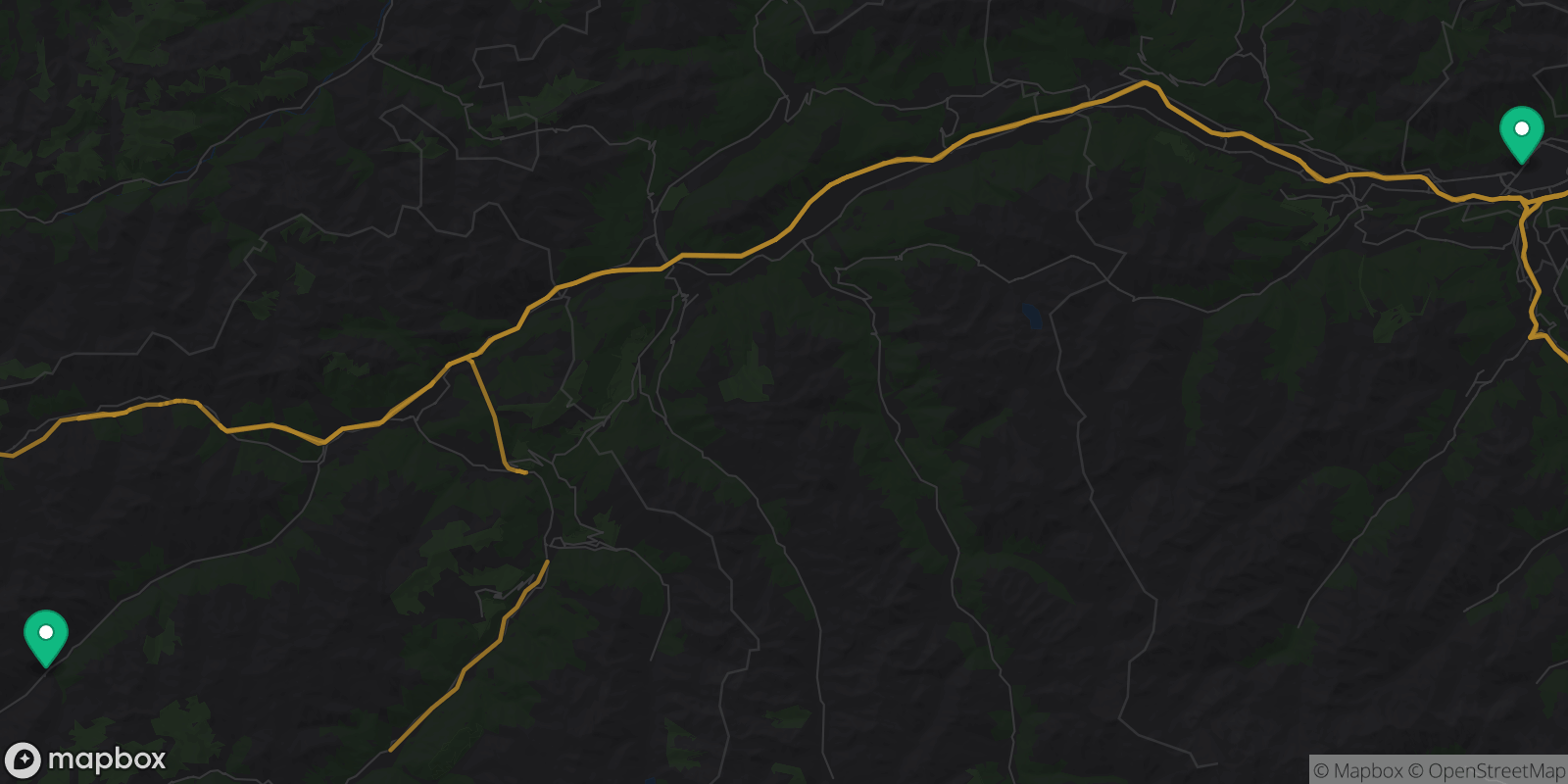 Map showing 2 destinations