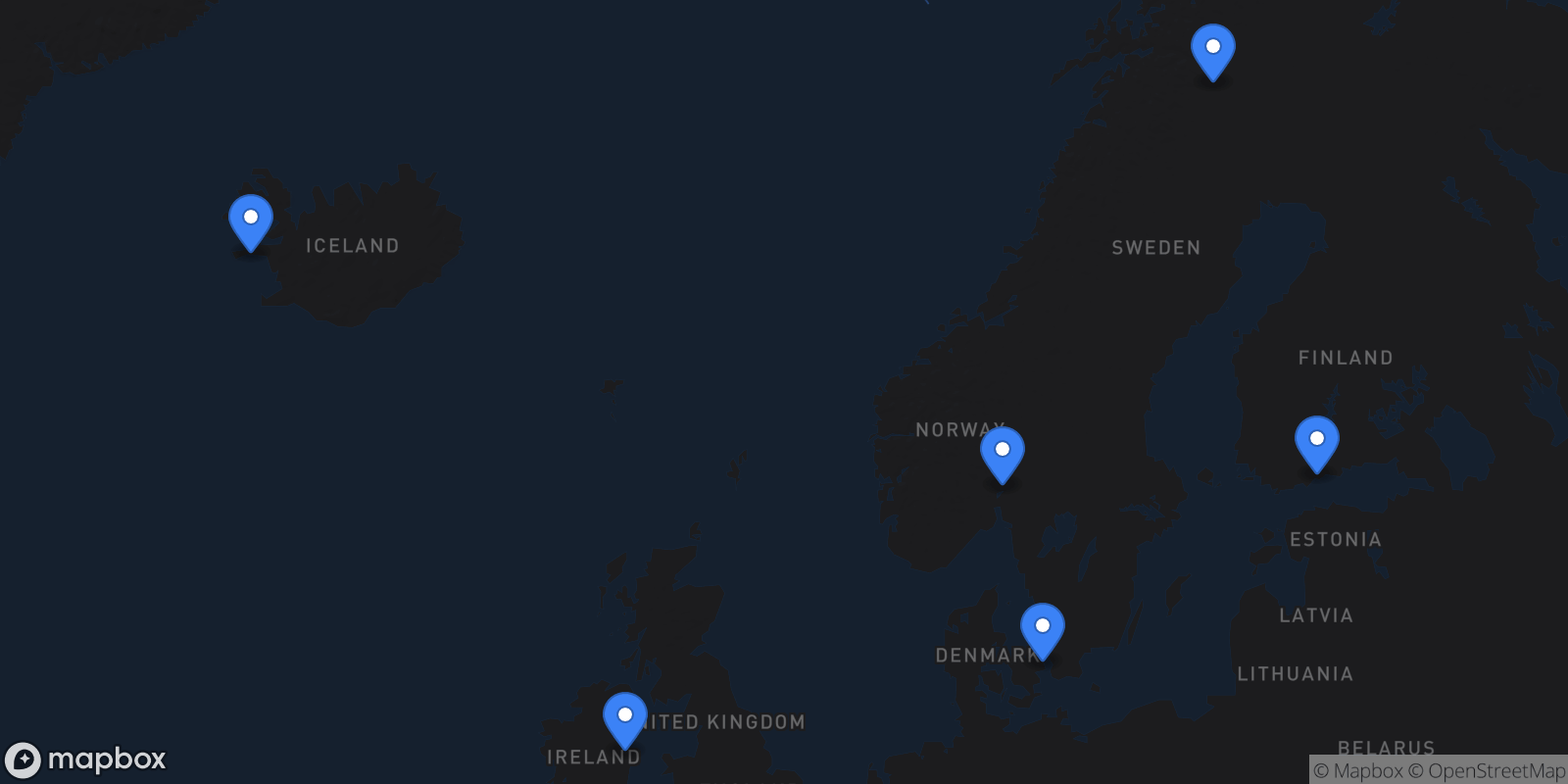 Map showing 6 destinations