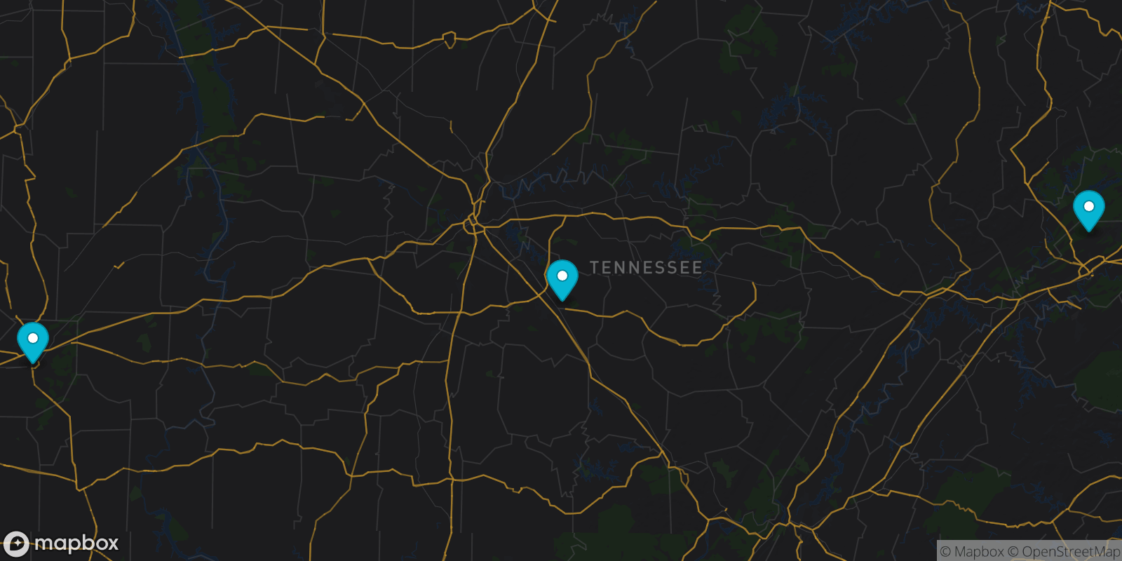 Map showing 3 destinations