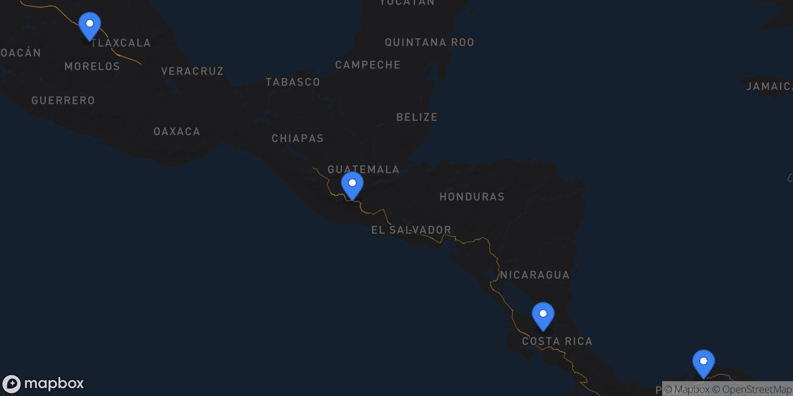 Map showing 4 destinations