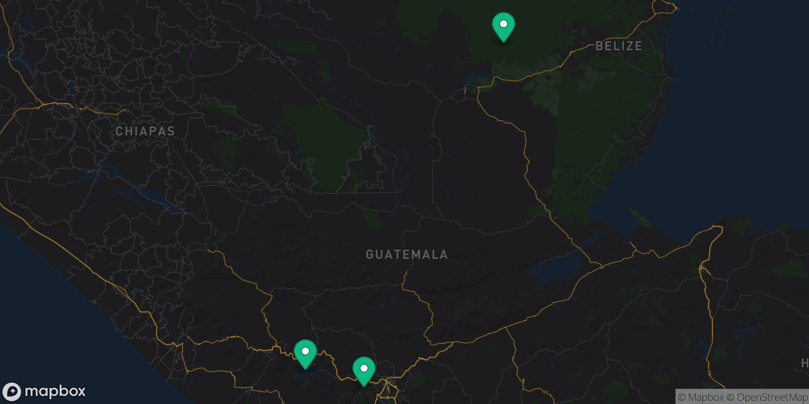 Map showing 3 destinations