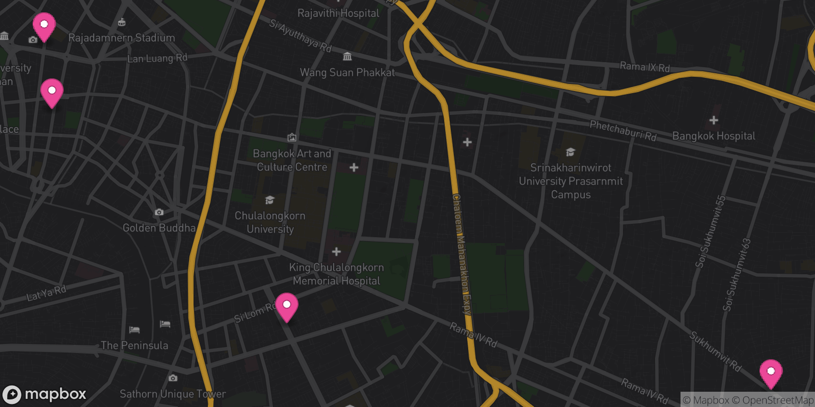 Map showing 4 destinations