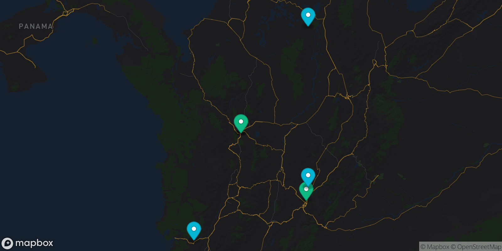 Map showing 6 destinations