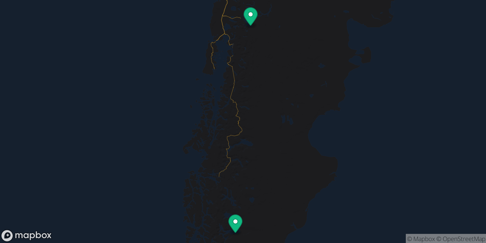 Map showing 2 destinations