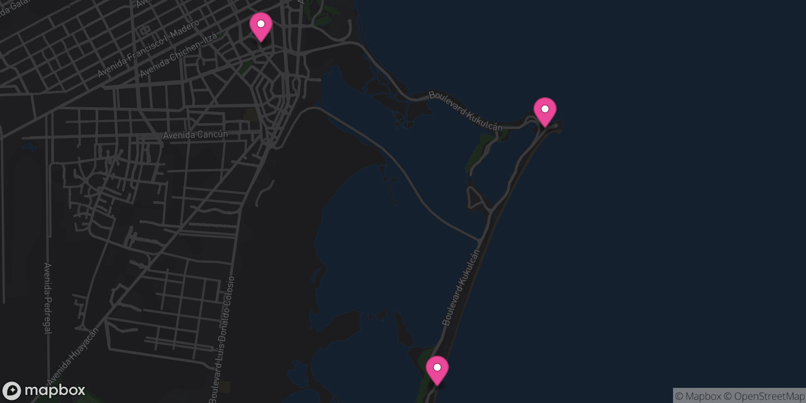 Map showing 3 destinations