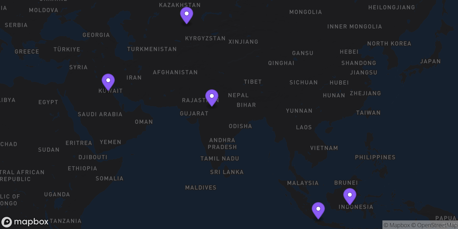 Map showing 5 destinations