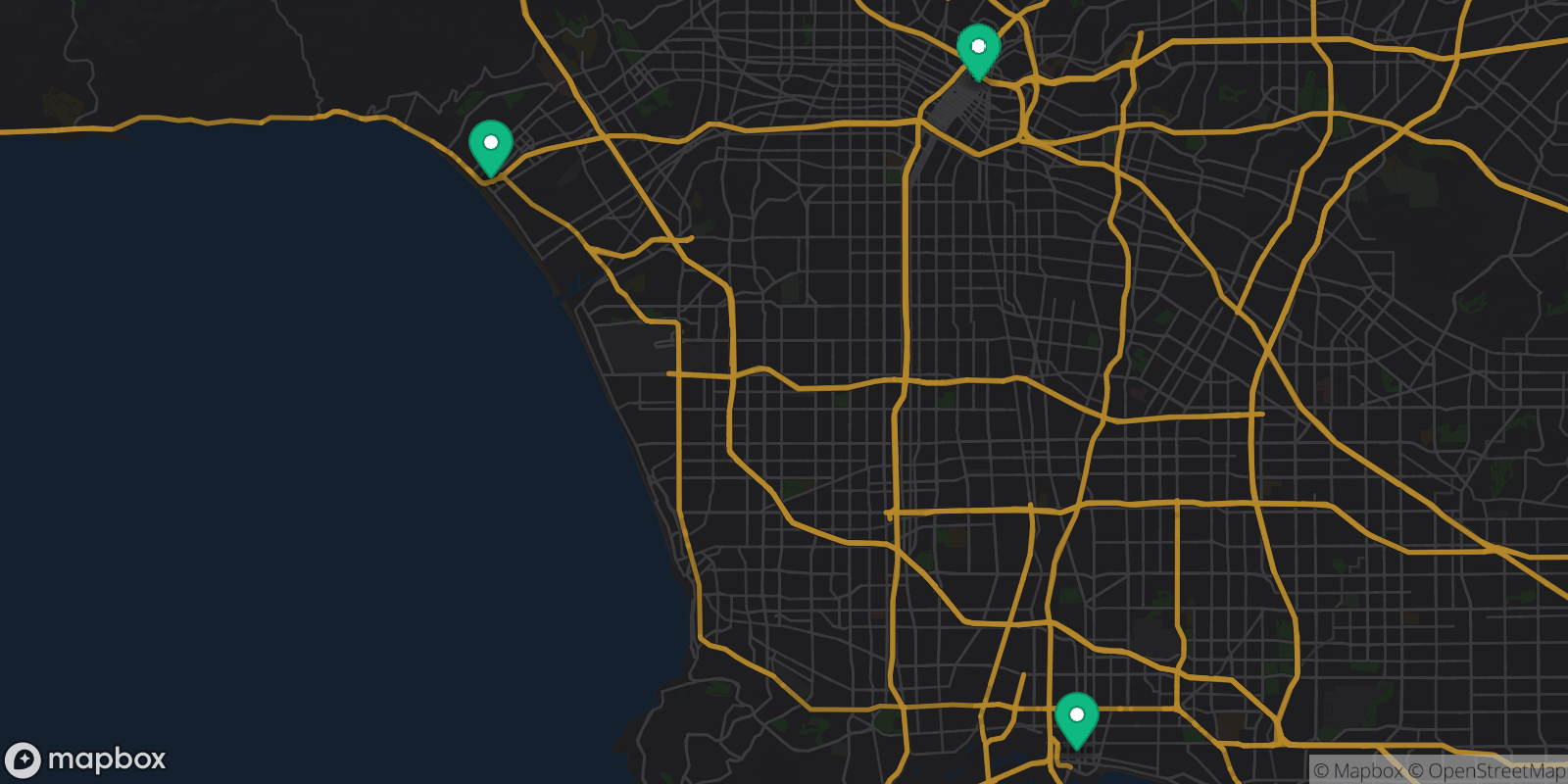 Map showing 3 destinations