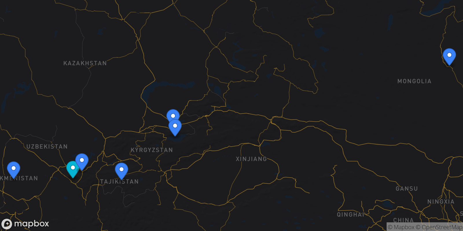 Map showing 7 destinations