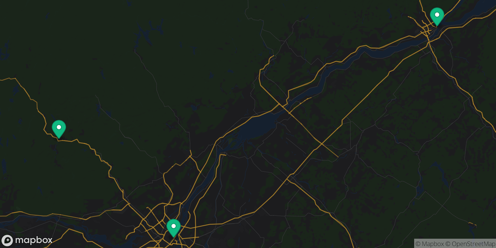 Map showing 3 destinations