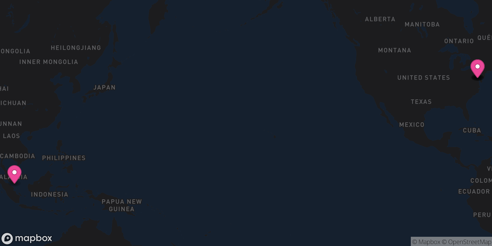 Map showing 5 destinations