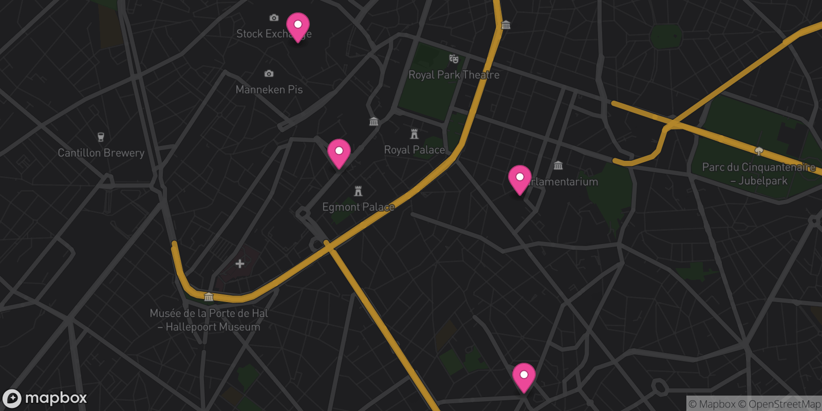 Map showing 4 destinations