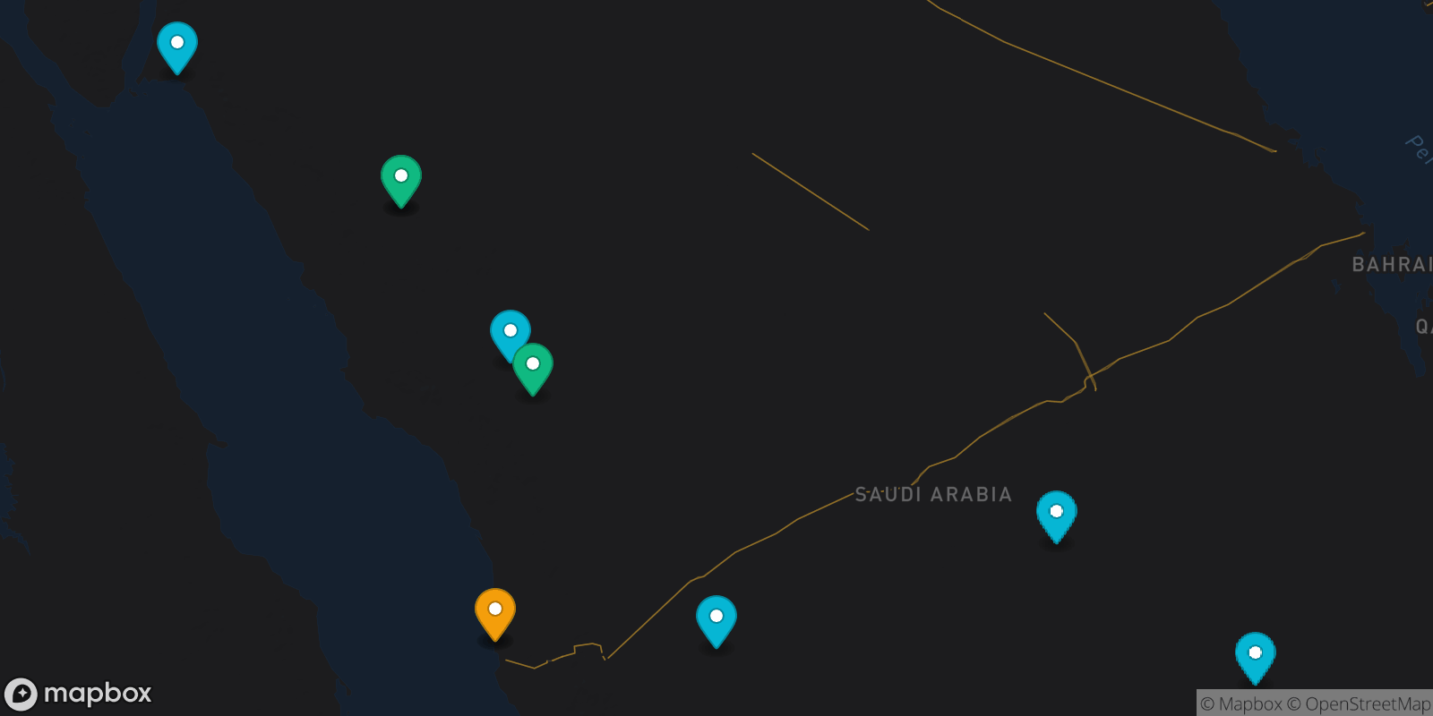 Map showing 10 destinations