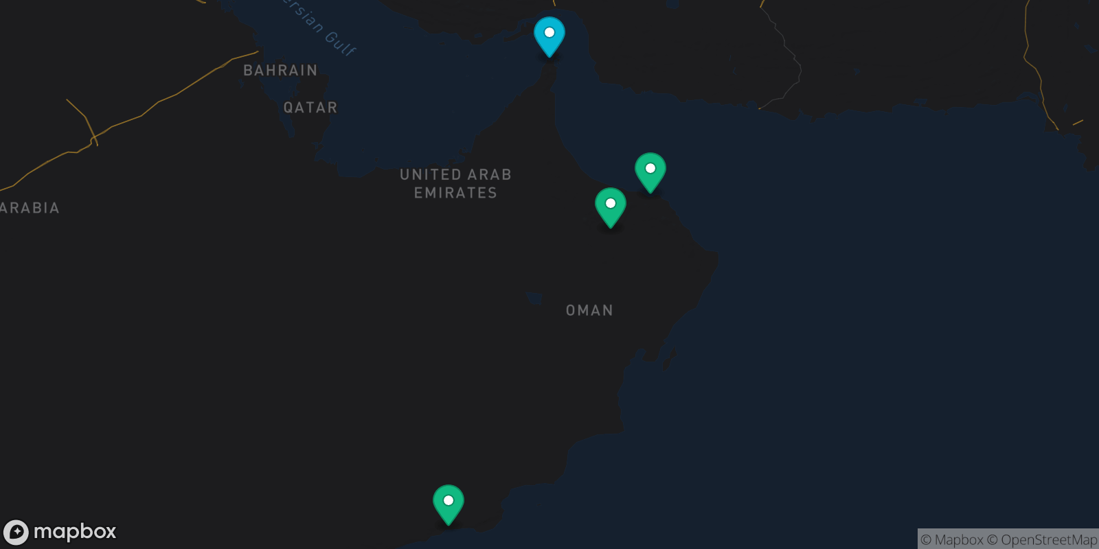 Map showing 4 destinations