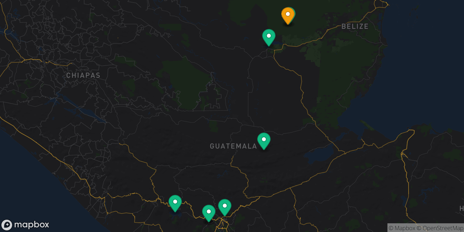 Map showing 8 destinations