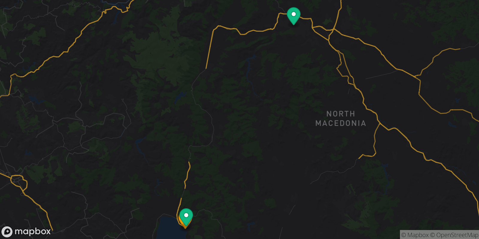 Map showing 3 destinations