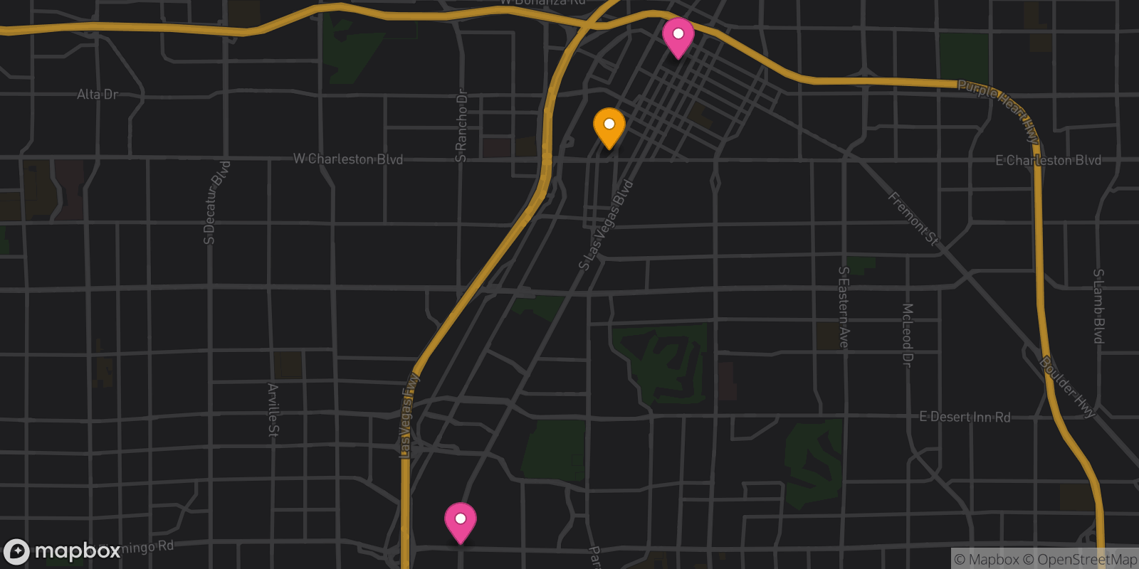 Map showing 3 destinations